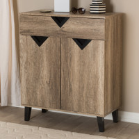 Baxton Studio Wales-Cabinet Wales Modern and Contemporary Light Brown Wood Shoe Storage Cabinet